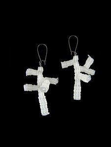 O1B - Orecchini ramo corallo - earrings white coral branch