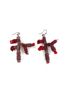 O1B - Orecchini ramo corallo medi - earrings red coral branch